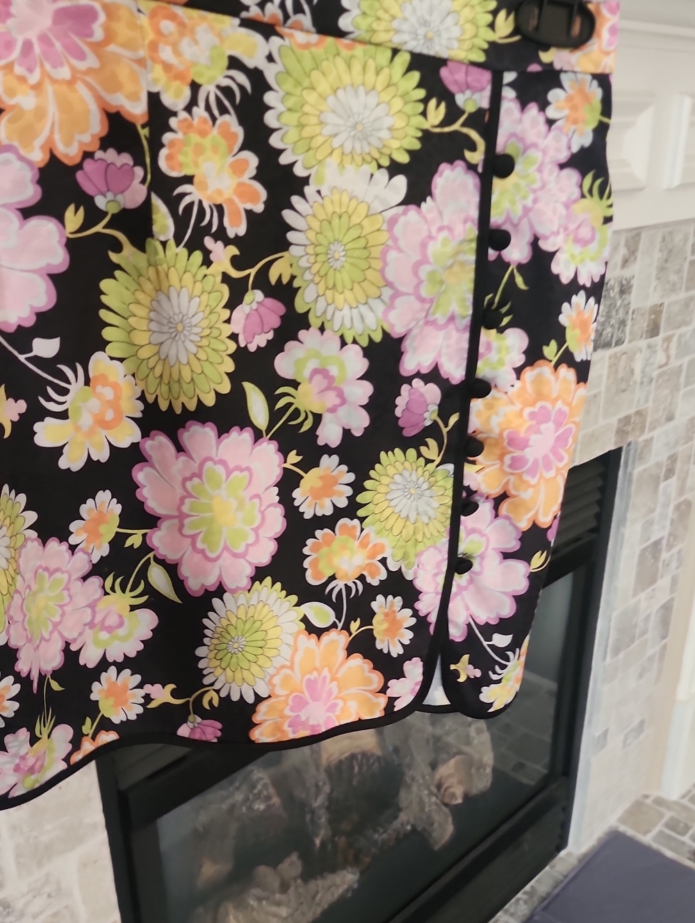 ASOS Black Floral Wrap Mini Skirt with Pink, Yellow and Orange Flowers